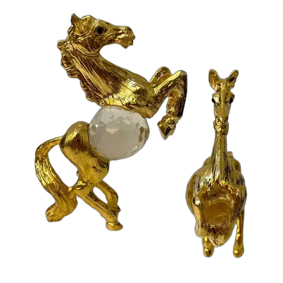 Cavalo Decorativo Cristal Asfour Banhado A Ouro 18k